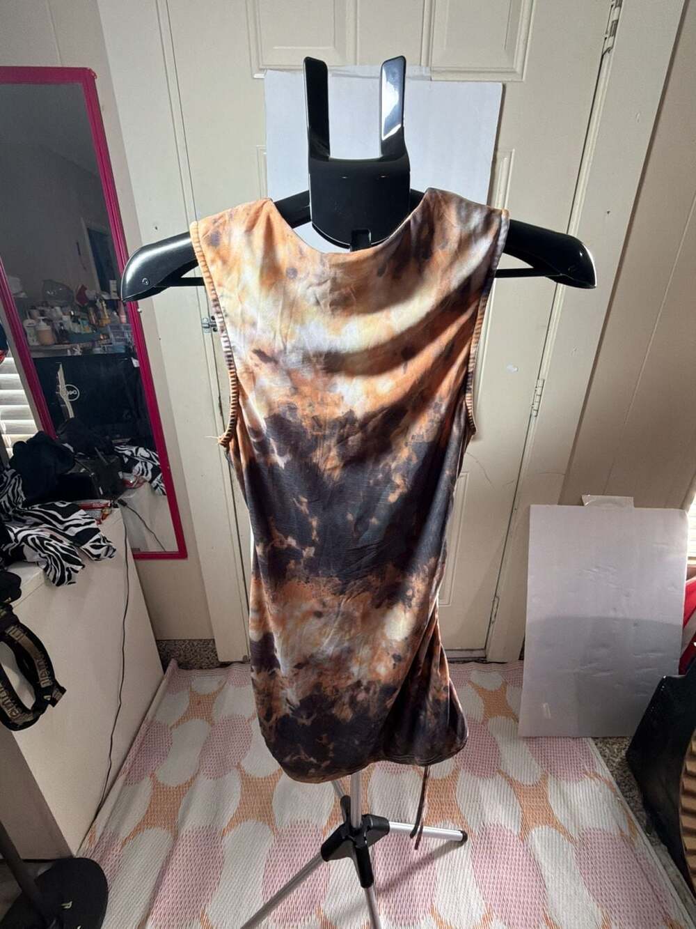 Superdown Brown Tie Dye Ruched Mini Dress